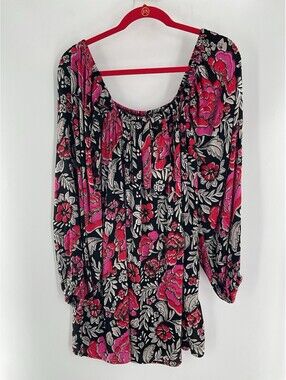 Billabong Women’s Floral Blouse Size Small Off Shoulder Sleeve 110